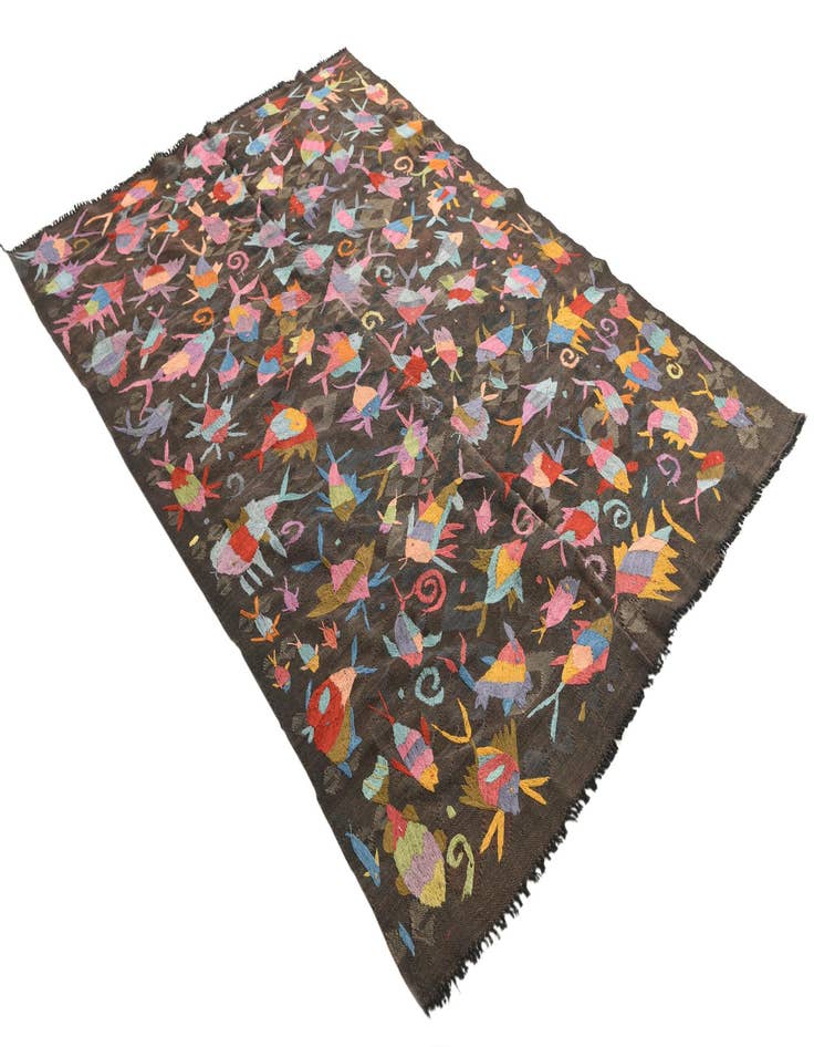 Detail image of  5' 4 x 7' 8  Hand Woven Kilim Suzani Wool Rug