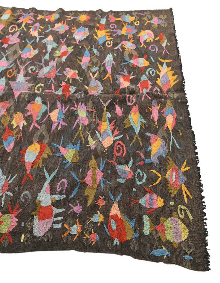 Detail image of  5' 4 x 7' 8  Hand Woven Kilim Suzani Wool Rug