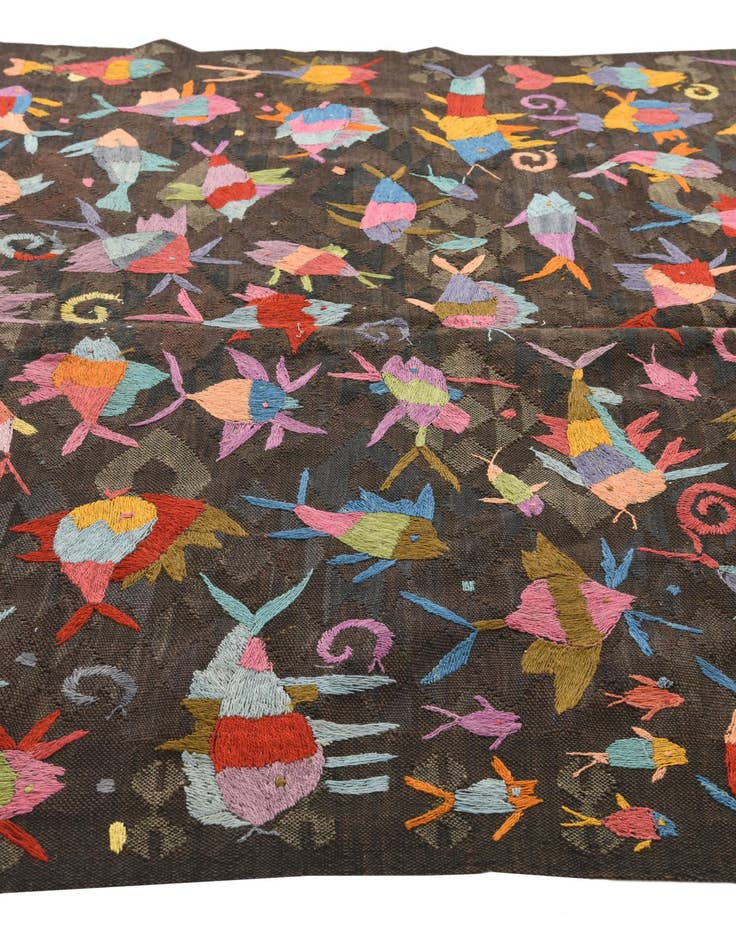 Detail image of  5' 4 x 7' 8  Hand Woven Kilim Suzani Wool Rug