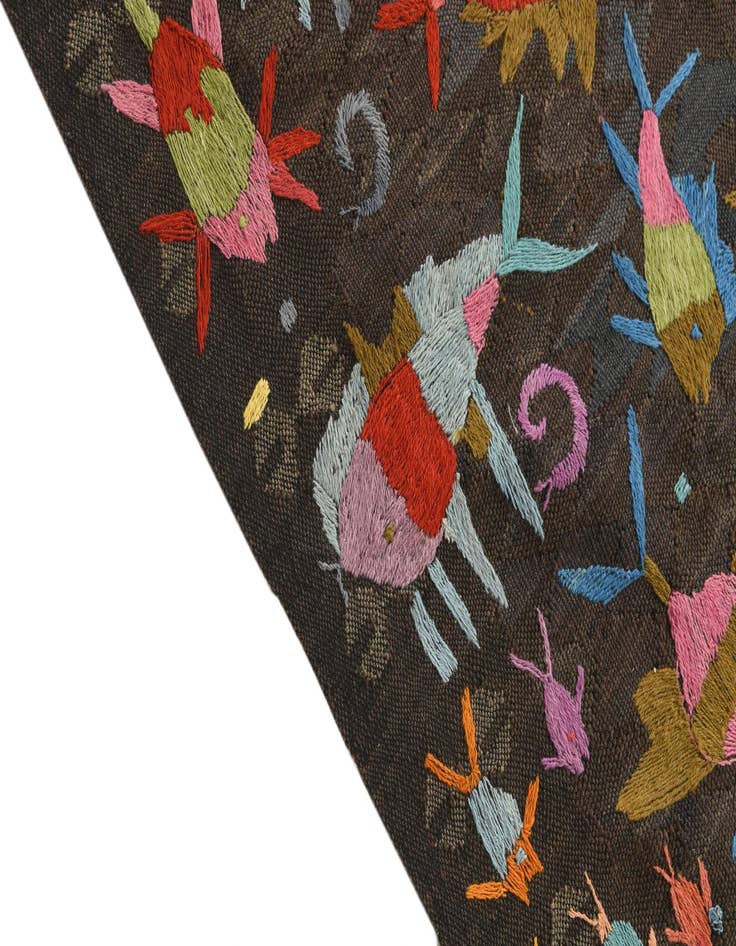 Detail image of  5' 4 x 7' 8  Hand Woven Kilim Suzani Wool Rug