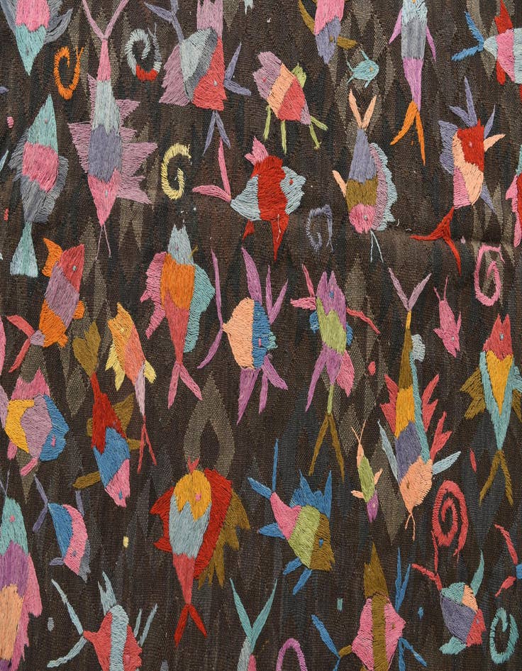 Detail image of  5' 4 x 7' 8  Hand Woven Kilim Suzani Wool Rug