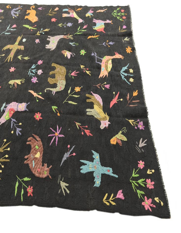 Detail image of  6' 2 x 9' 6  Hand Woven Kilim Suzani Wool Rug