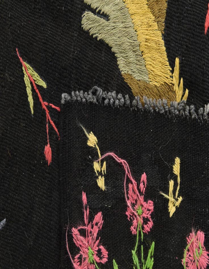 Detail image of  6' 2 x 9' 6  Hand Woven Kilim Suzani Wool Rug