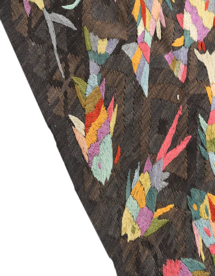 Detail image of  5' x 6' 6  Hand Woven Kilim Suzani Wool Rug