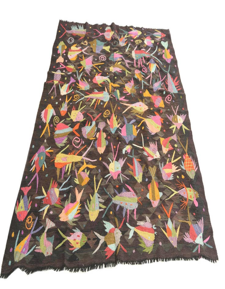 Detail image of  4' 9 x 6' 3  Hand Woven Kilim Suzani Wool Rug