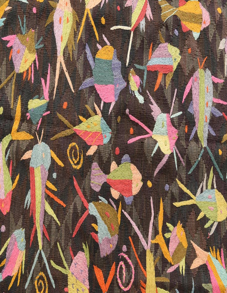 Detail image of  4' 9 x 6' 3  Hand Woven Kilim Suzani Wool Rug