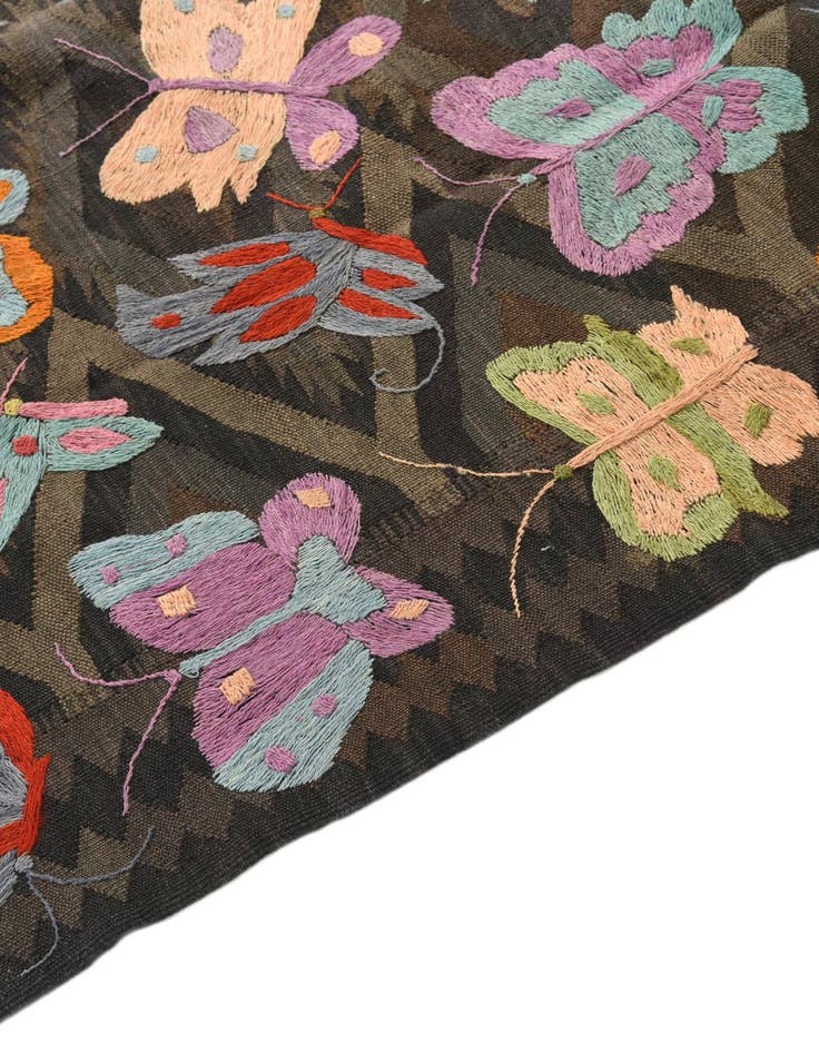 Detail image of  5' 7 x 8' 2  Hand Woven Kilim Suzani Wool Rug