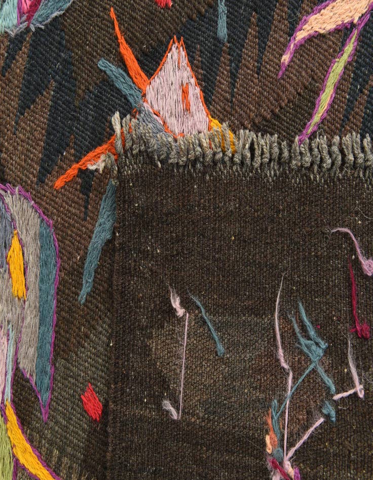 Detail image of  5' 3 x 8'  Hand Woven Kilim Suzani Wool Rug