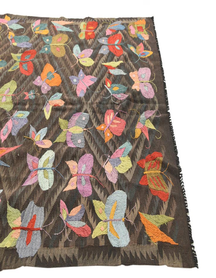 Detail image of  5' x 8' 3  Hand Woven Kilim Suzani Wool Rug