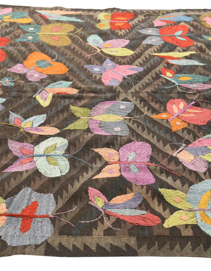 Detail image of  5' x 8' 3  Hand Woven Kilim Suzani Wool Rug