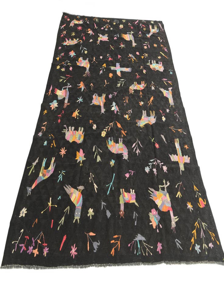 Detail image of  6' 3 x 9' 4  Hand Woven Kilim Suzani Wool Rug