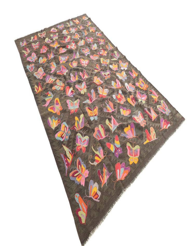 Detail image of  6' 1 x 9' 7  Hand Woven Kilim Suzani Wool Rug