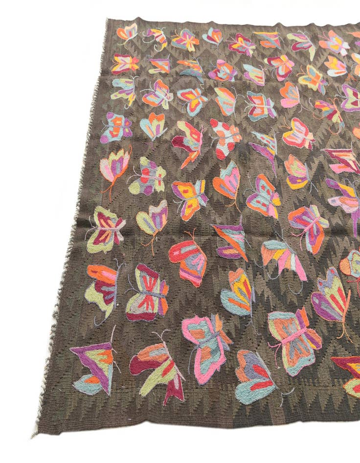 Detail image of  6' 1 x 9' 7  Hand Woven Kilim Suzani Wool Rug