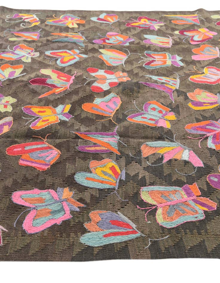 Detail image of  6' 1 x 9' 7  Hand Woven Kilim Suzani Wool Rug