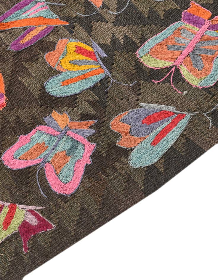 Detail image of  6' 1 x 9' 7  Hand Woven Kilim Suzani Wool Rug