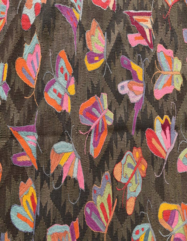 Detail image of  6' 1 x 9' 7  Hand Woven Kilim Suzani Wool Rug