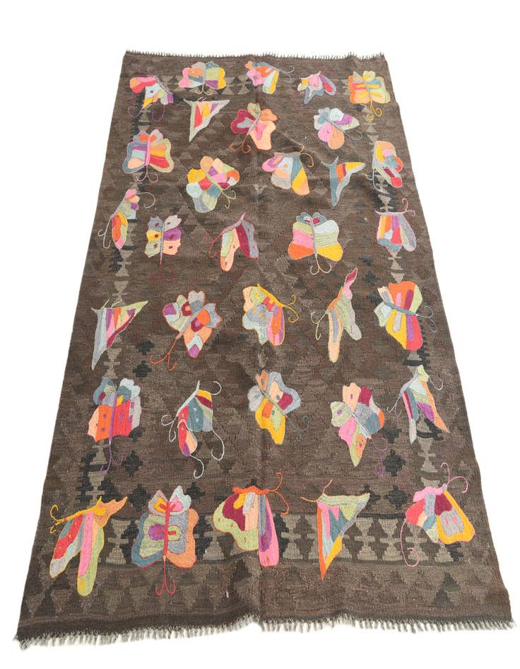 Detail image of  5' 1 x 6' 4  Hand Woven Kilim Suzani Wool Rug