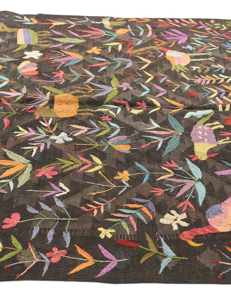 Detail image of  4' 7 x 6' 4  Hand Woven Kilim Suzani Wool Rug