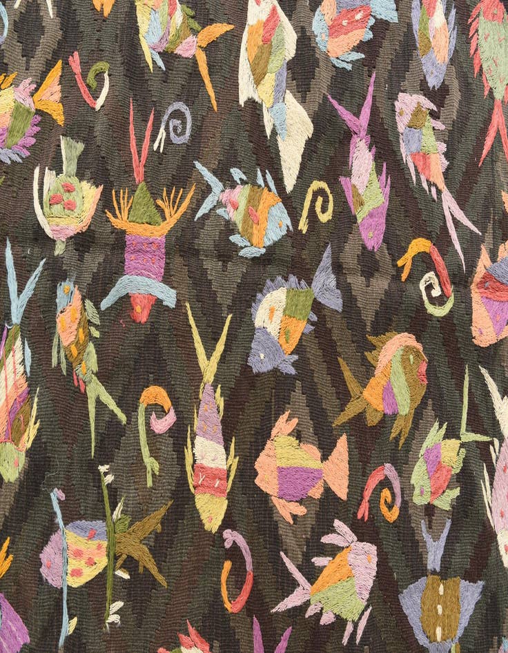 Detail image of  4' 10 x 6' 2  Hand Woven Kilim Suzani Wool Rug