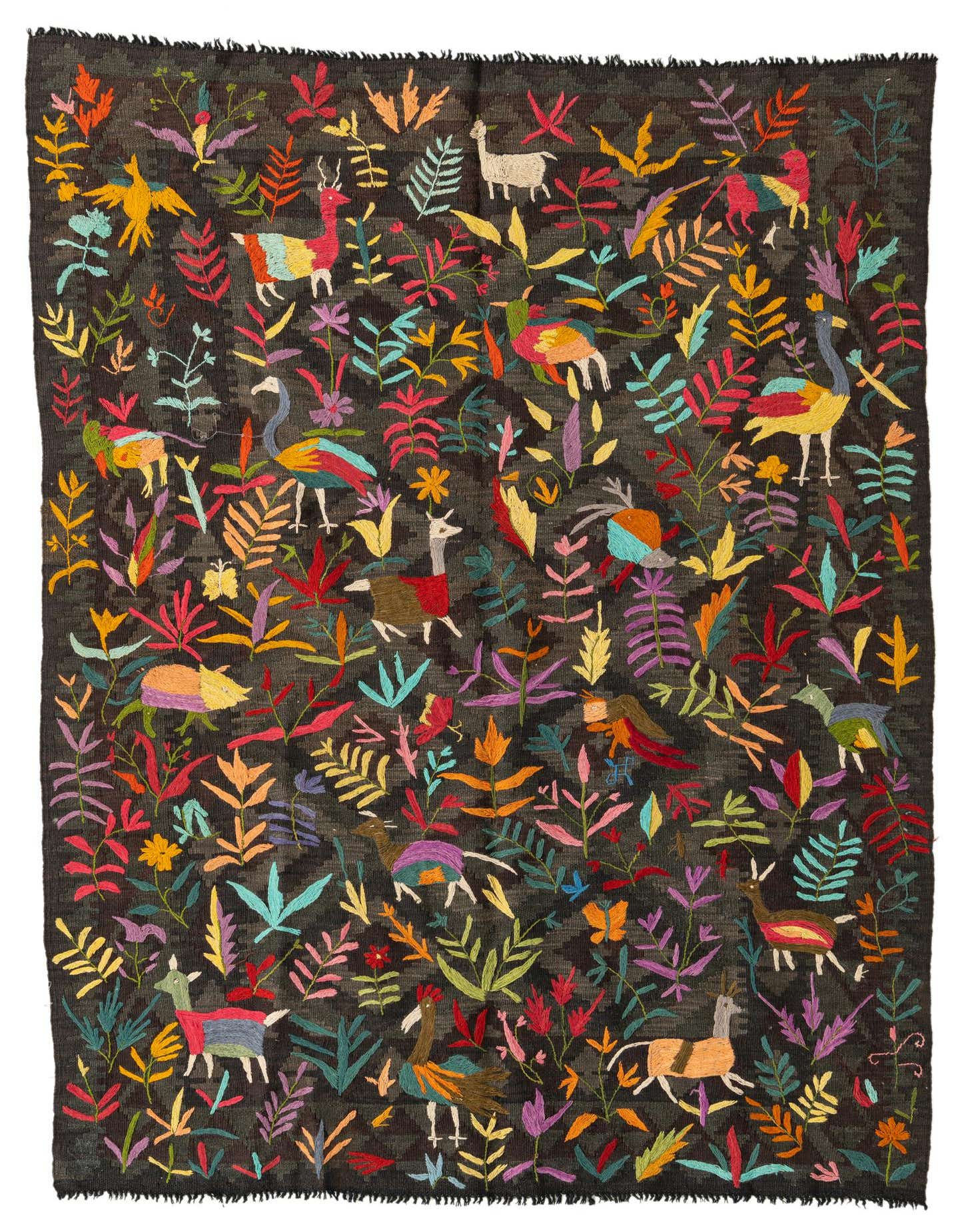 Primary image  4' 9 x 6' 6  Hand Woven Kilim Suzani Wool Rug