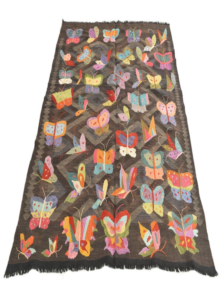 Detail image of  4' 8 x 6' 4  Hand Woven Kilim Suzani Wool Rug