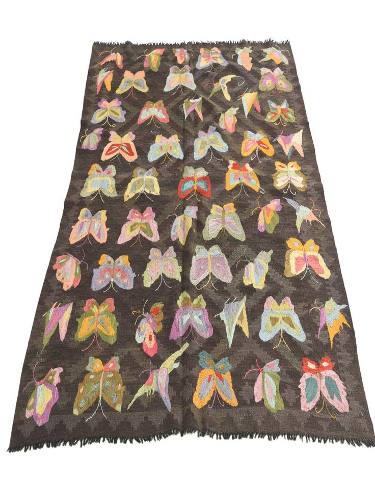 Detail image of  5' x 6' 4  Hand Woven Kilim Suzani Wool Rug