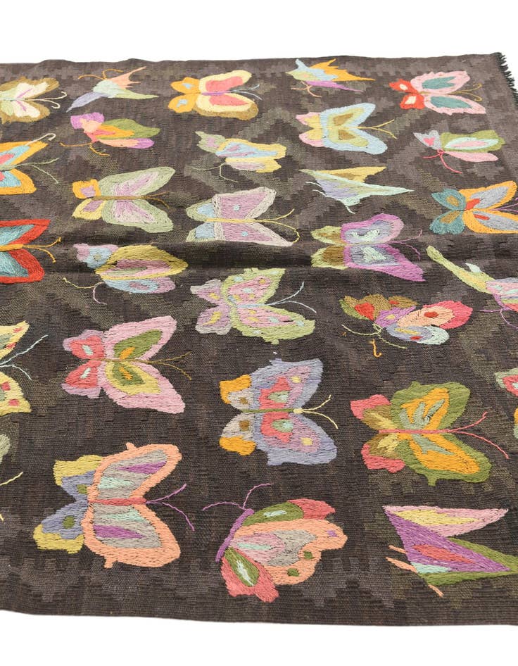 Detail image of  5' x 6' 4  Hand Woven Kilim Suzani Wool Rug