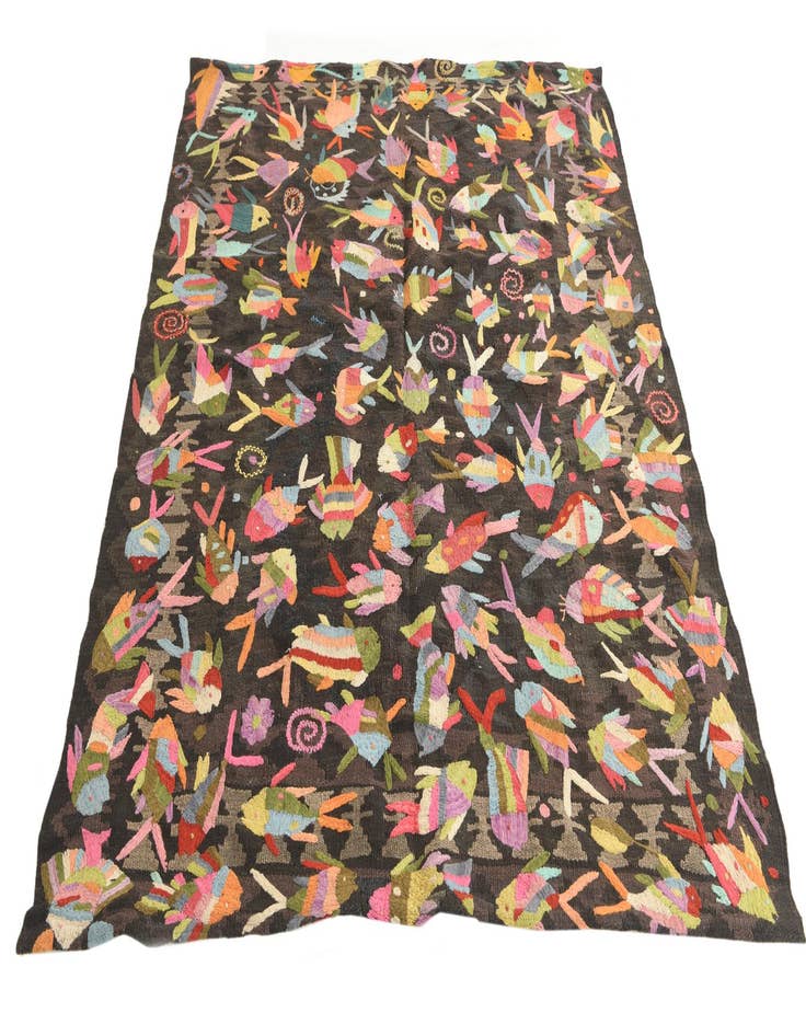 Detail image of  4' 8 x 5' 10  Hand Woven Kilim Suzani Wool Rug