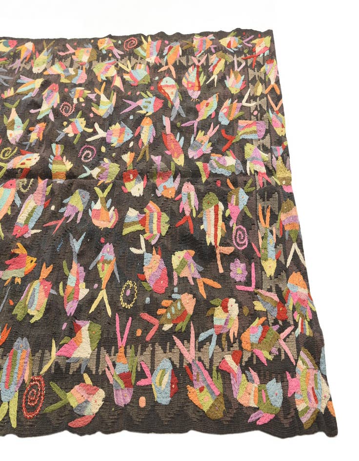 Detail image of  4' 8 x 5' 10  Hand Woven Kilim Suzani Wool Rug