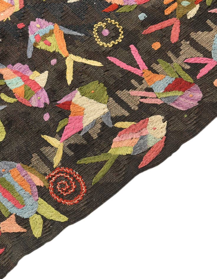 Detail image of  4' 8 x 5' 10  Hand Woven Kilim Suzani Wool Rug