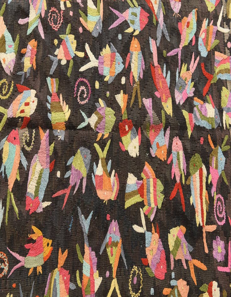 Detail image of  4' 8 x 5' 10  Hand Woven Kilim Suzani Wool Rug