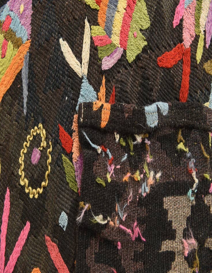 Detail image of  4' 8 x 5' 10  Hand Woven Kilim Suzani Wool Rug