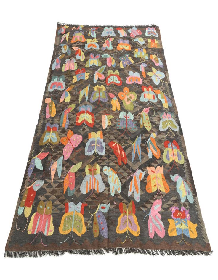 Detail image of  5' 8 x 7' 7  Hand Woven Kilim Suzani Wool Rug