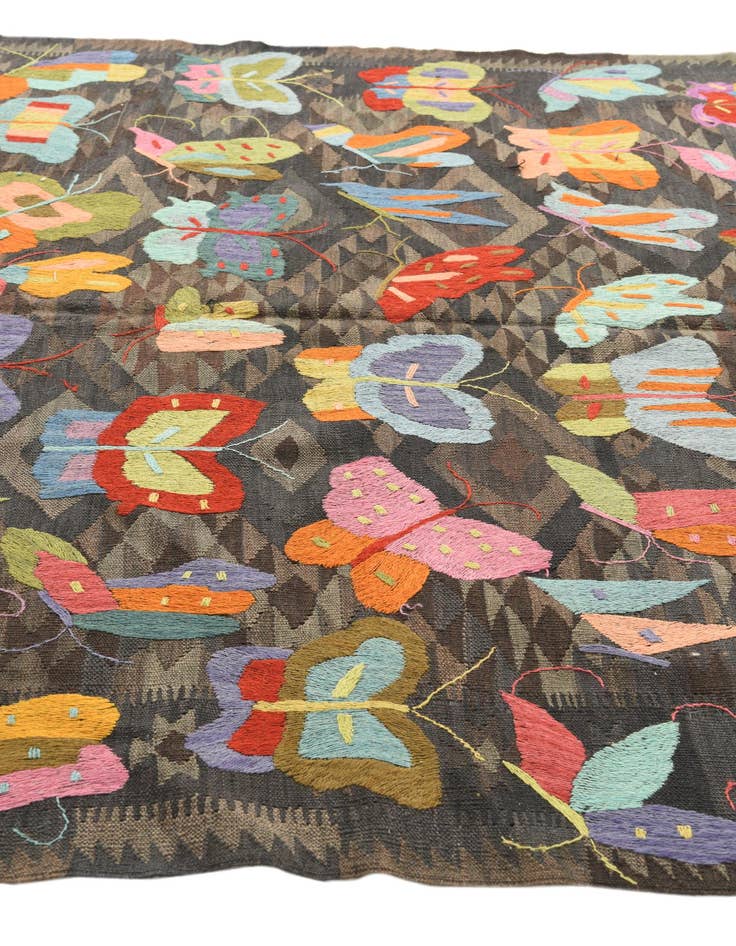 Detail image of  5' 8 x 7' 7  Hand Woven Kilim Suzani Wool Rug