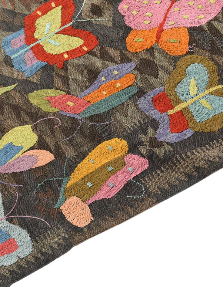 Detail image of  5' 8 x 7' 7  Hand Woven Kilim Suzani Wool Rug