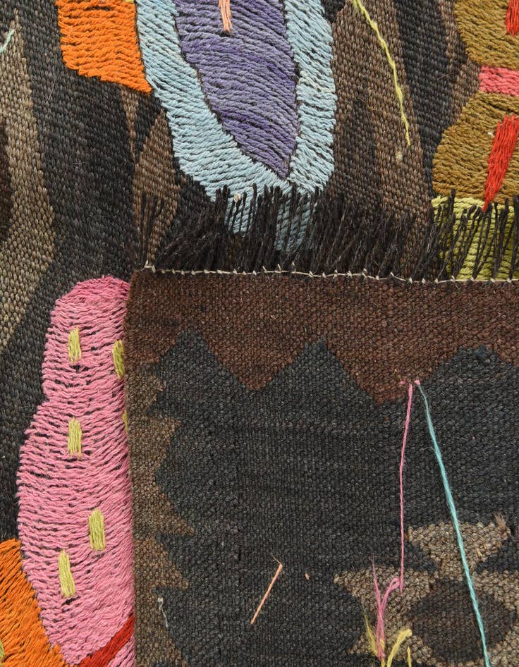 Detail image of  5' 8 x 7' 7  Hand Woven Kilim Suzani Wool Rug