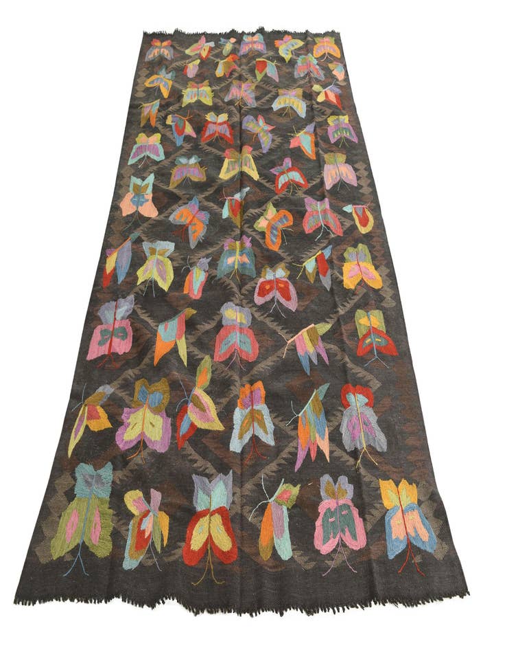 Detail image of  5' 1 x 7' 9  Hand Woven Kilim Suzani Wool Rug