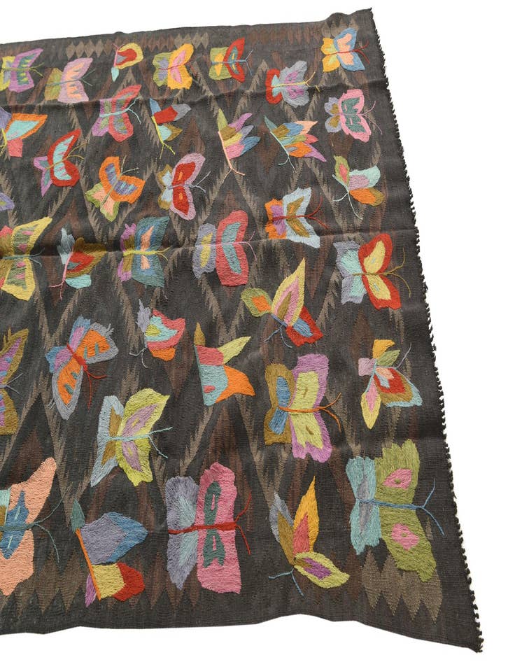 Detail image of  5' 1 x 7' 9  Hand Woven Kilim Suzani Wool Rug