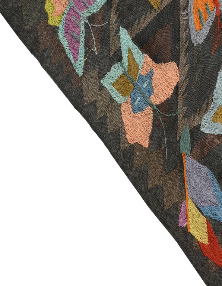 Detail image of  5' 1 x 7' 9  Hand Woven Kilim Suzani Wool Rug