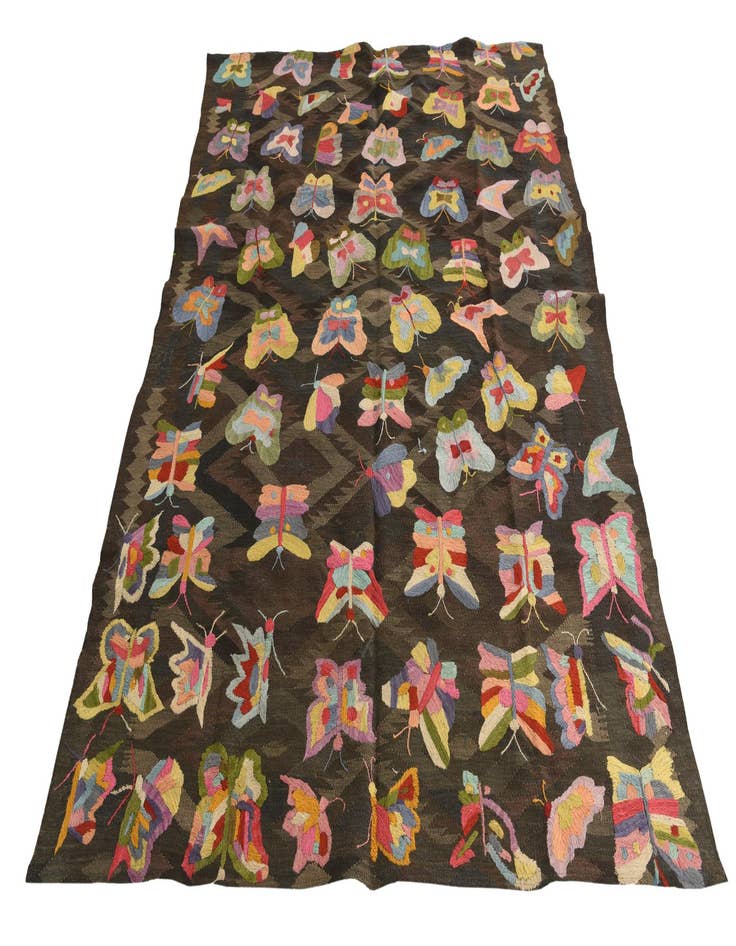 Detail image of  5' 8 x 7' 7  Hand Woven Kilim Suzani Wool Rug