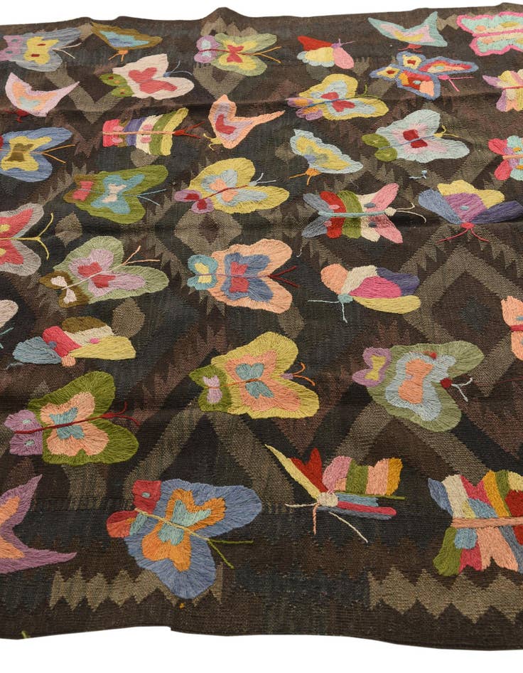 Detail image of  5' 8 x 7' 7  Hand Woven Kilim Suzani Wool Rug