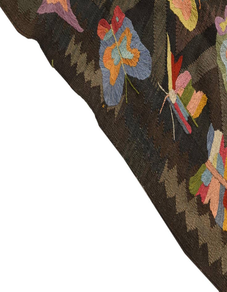 Detail image of  5' 8 x 7' 7  Hand Woven Kilim Suzani Wool Rug