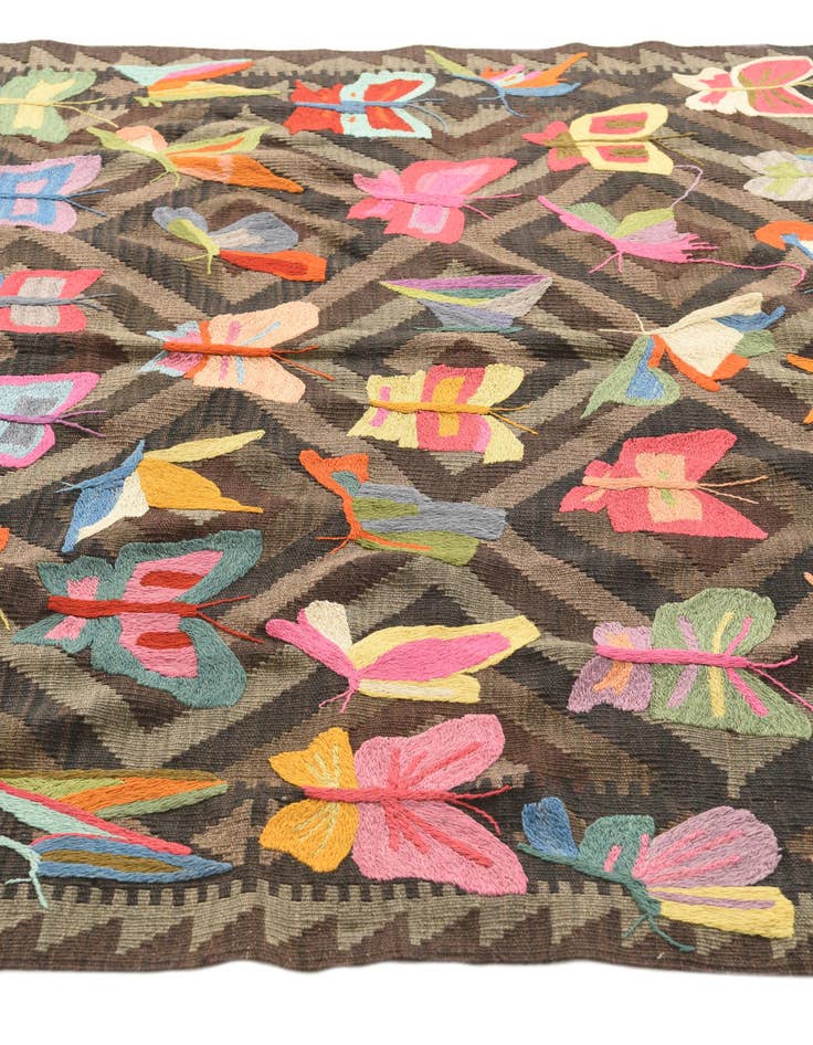 Detail image of  5' 4 x 7' 10  Hand Woven Kilim Suzani Wool Rug