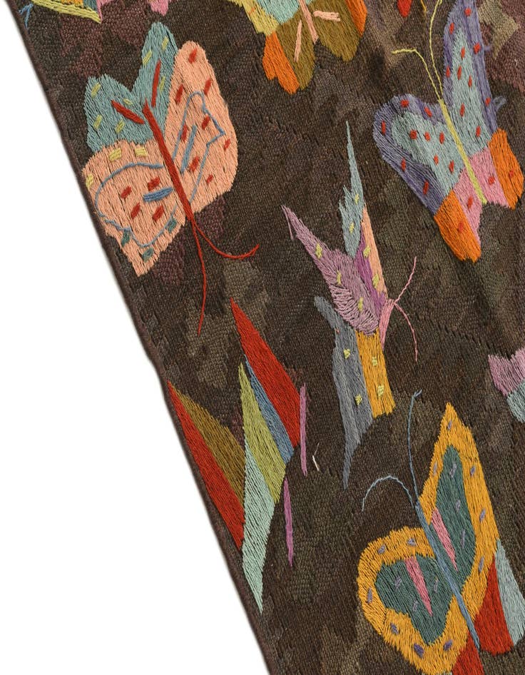 Detail image of  6' 7 x 10'  Hand Woven Kilim Suzani Wool Rug