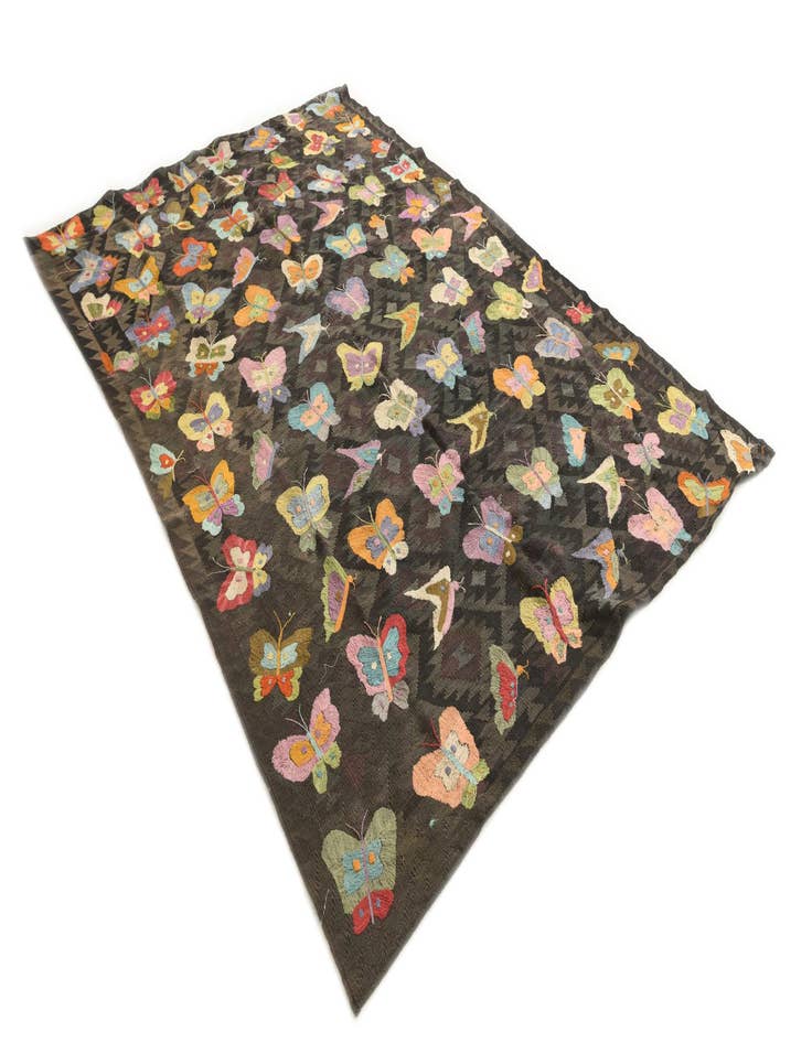 Detail image of  6' 1 x 8' 10  Hand Woven Kilim Suzani Wool Rug