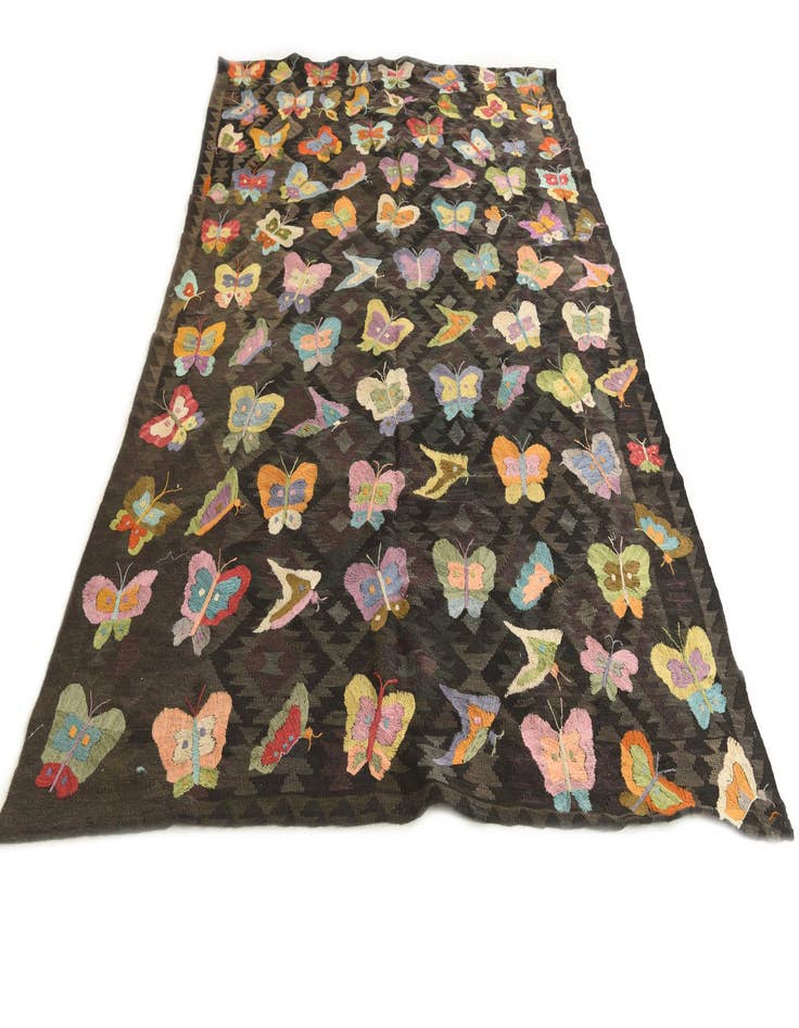 Detail image of  6' 1 x 8' 10  Hand Woven Kilim Suzani Wool Rug