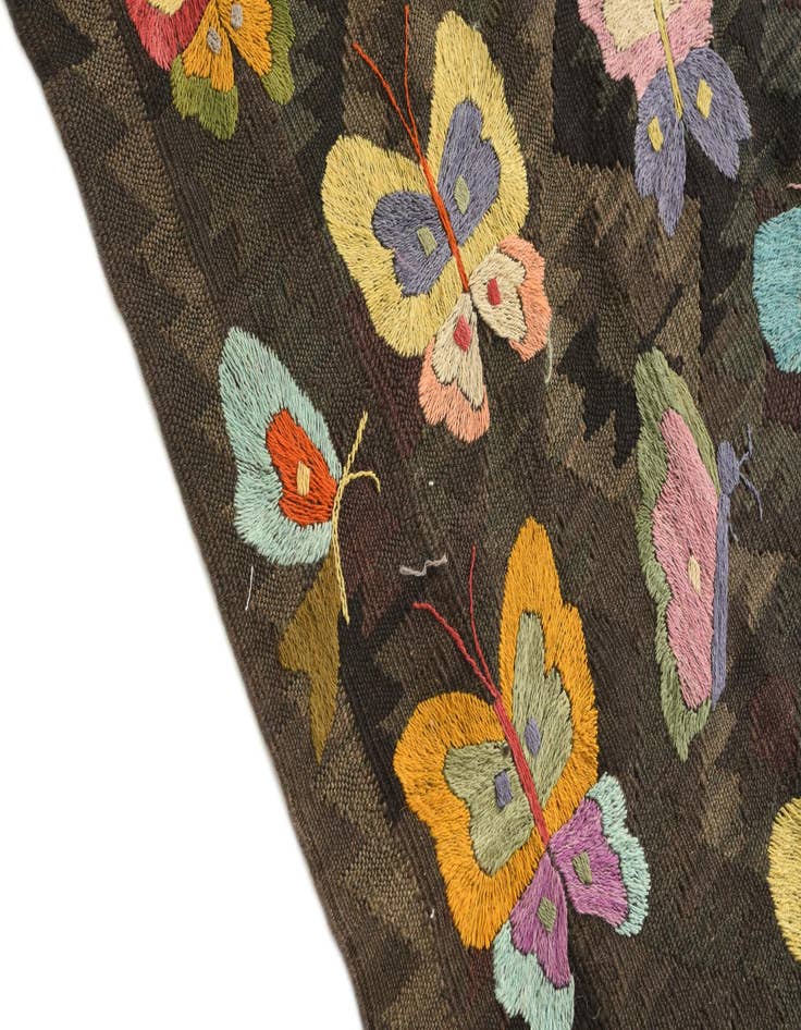 Detail image of  6' 1 x 8' 10  Hand Woven Kilim Suzani Wool Rug