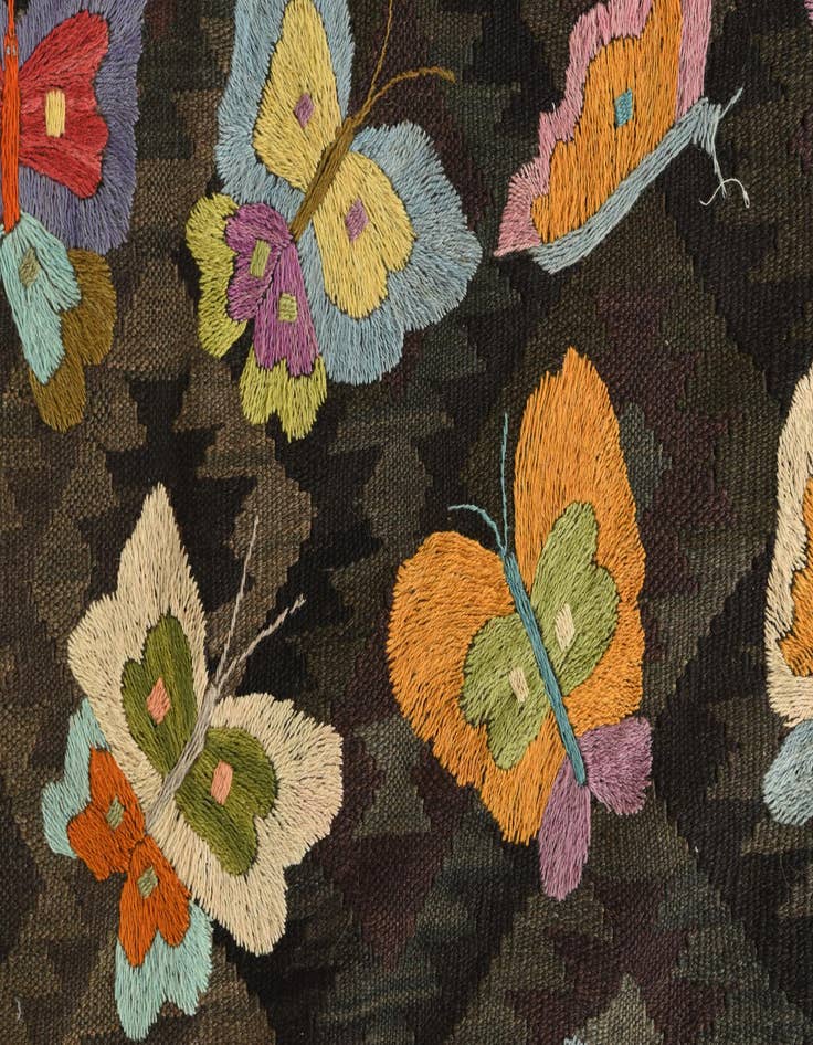 Detail image of  6' 1 x 8' 10  Hand Woven Kilim Suzani Wool Rug