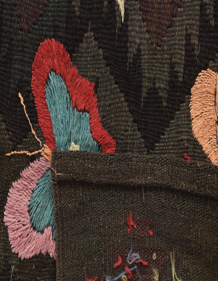 Detail image of  6' 1 x 8' 10  Hand Woven Kilim Suzani Wool Rug