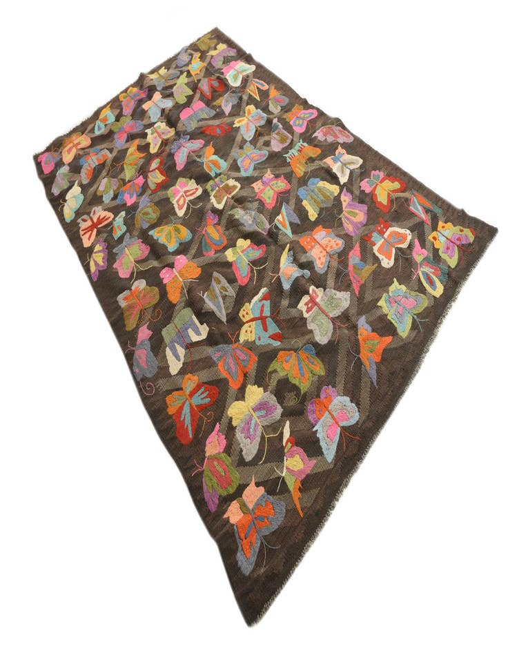 Detail image of  5' 2 x 7' 10  Hand Woven Kilim Suzani Wool Rug